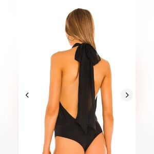 Revolve lovers friends black halter tulle bodysuit